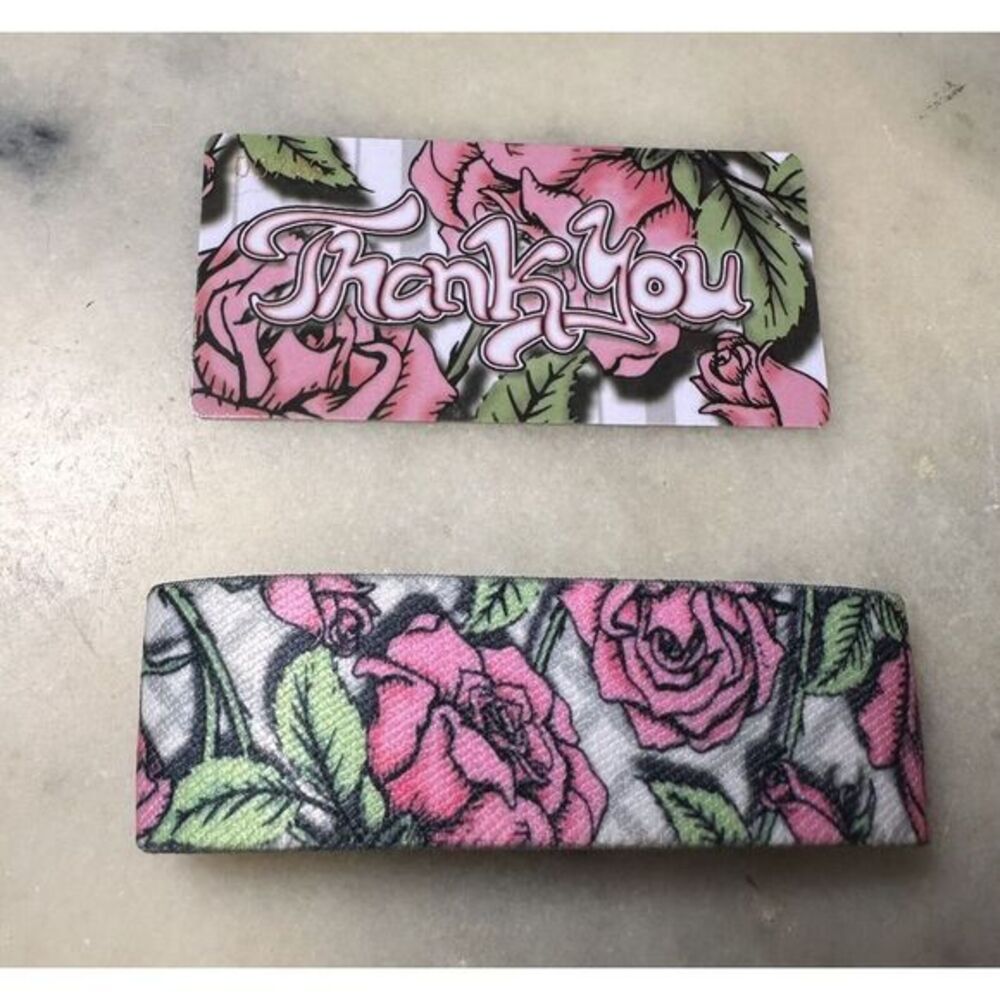 Zox Thank You Rose Floral Reversible Band Bracelet Size Medium With Card